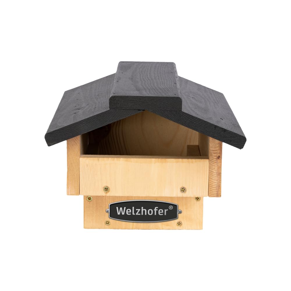 Nistkasten David, Halbhöhle Vogelhaus, handgemacht in Europa, für Hausrotschwänze, Bachstelzen, Grauschnäpper und Rotkehlchen, hochwertiges Kiefernholz