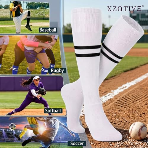 Image of XZQTIVE Baseball Softball Socks and Belt Combo Set Adjustable Softball Socks and Elastic Belt for Kids Youth Adult