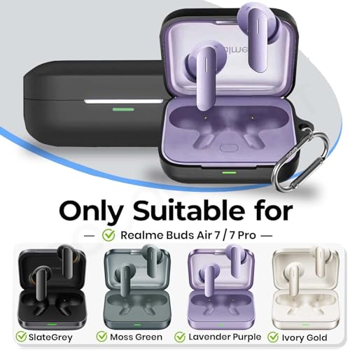Image of Soft Silicone Case Cover Compatible for Realme Buds Air 7 | 7 Pro -Black.