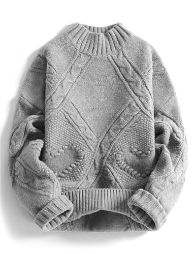 Aelfric Eden Women's Oversized Cable Knit Chunky Sweater Mock Neck