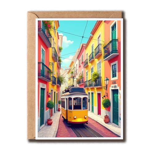 AHEGifts Lisbon Greeting Card - Portugal Travel - Lisbon Birthday Card - Happy Birthday - Travel Lover - Gift For Any Occasion