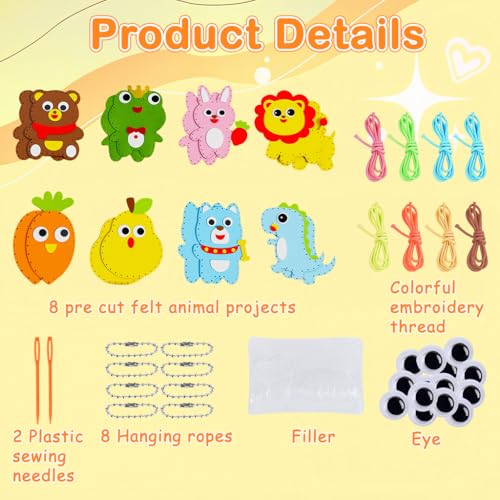 Image of PATPAT DIY Hand Sewing Stuffed Cartoon Key Charm Kit, Handmade Plush Key Charm Craft Set, Easy Stitching Sewing Kit for Kids & Adults, Fun Hands-On Activity for Parties, Groups & Creative Play