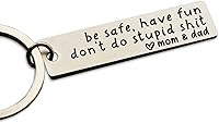 Funny 'Don't Do Stupid Sh*t' Engraved Keychain - Mom Dad Gift for New Drivers, Graduation, Drive Safe Reminder