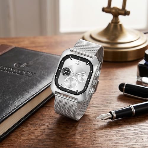 Image of Shocknshop Analog Square Dial Mesh Stainless Steel Strap Watch for Men and Boys -WCH186