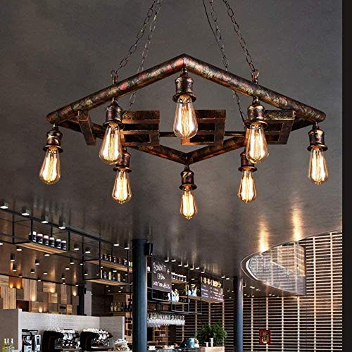 miwaimao Ralph Pipe Chandelier E27*8 Steampunk Bright Chandelier Loft Style Living Room Dining Room Square Chandelier 8 Head Wrought Iron Bar Cafe Decorative Ceiling Chandelier Easy to Install steampunk buy now online