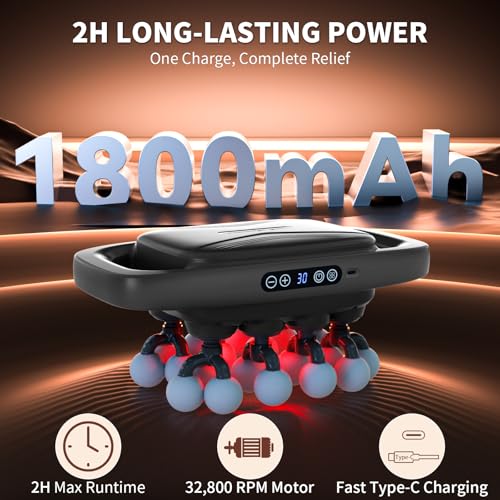 Image of 20-Head Massage Gun, 30 Intensity Levels 3 Modes, Deep Tissue Massager with 50KG Force & Noise-Free Motor for Neck Back Legs Shoulders, Portable for Full Body Muscle Recovery