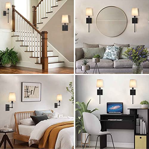 Silmoiran Modern Wall Sconces Set Of 2 Wall Lights Fixture, E12 Indoor Wall Lamp White Fabric Shade Tapered Columm Stand Bathroom Vanity Light For Living Room Bedroom Office Hallway Bedside #TOP5