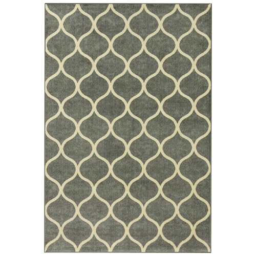 Maples Rugs Rebecca Contemporary Area Rugs for Living Room & Bedroom [Made in USA], 7 x 10, Grey/White