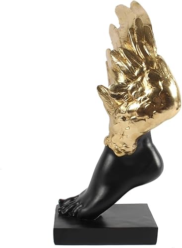 Estatua de pensador, figura artística de plumas doradas descalzas, esculturas modernas de resina para el hogar, decoración moderna para sala