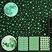 KAONESS Luminoso Pegatinas de Pared Luna y Estrellas Pegatina Pared Fluorescente para Niños Infantil Fluorescente Adhesivos para DIY Decoración de la Habitación para techo 3 Piezas 334pcs