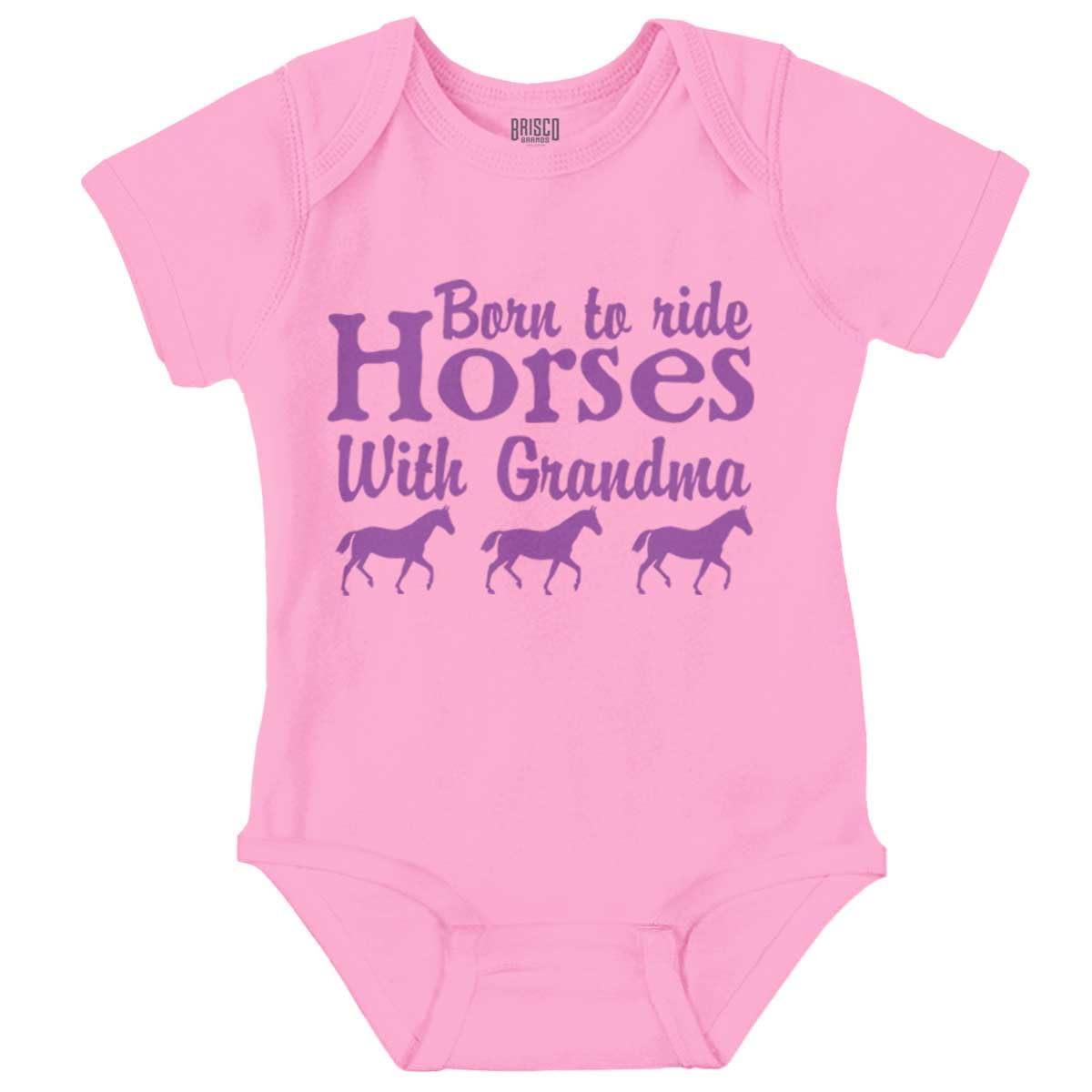 Born To Ride Horses With Grandma Baby Romper Boys or Girls
