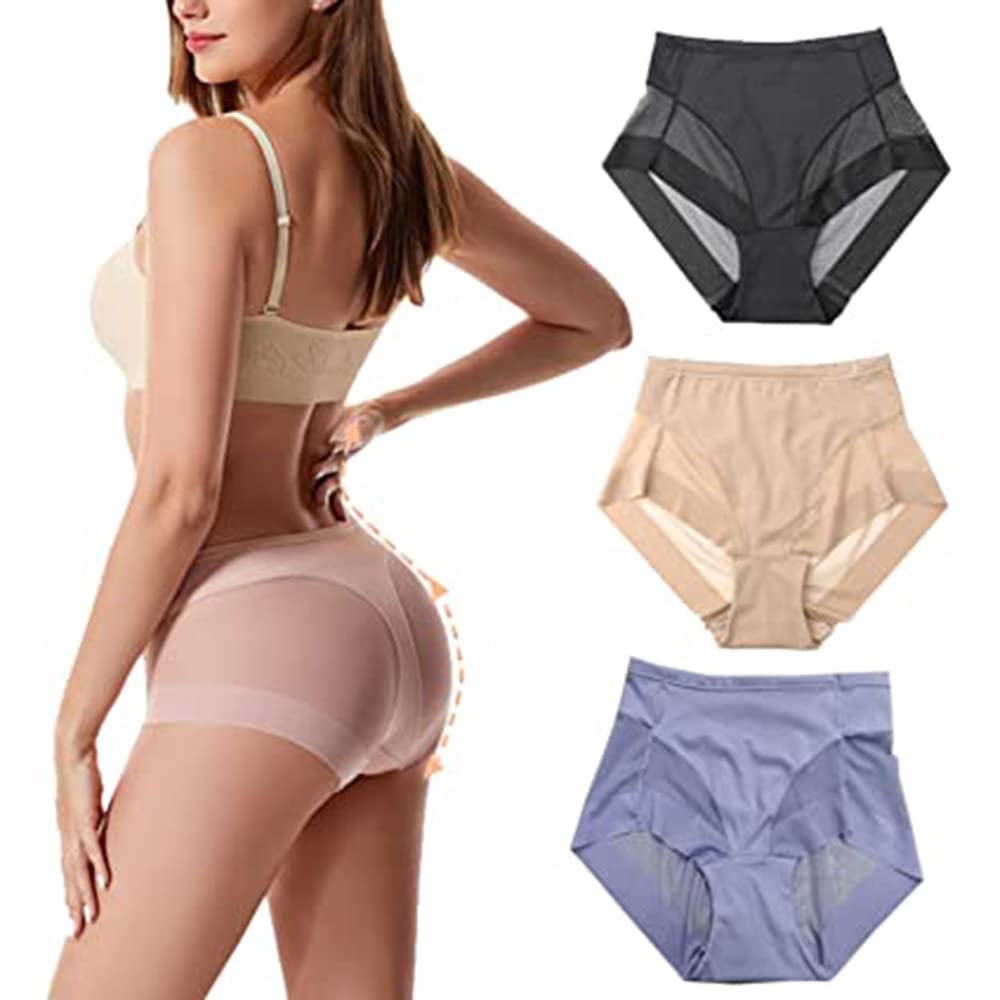 LYAARTHigh Waist Ice Silk Seamless Shaping Briefs,Comfortable Ice Silk Panties,Women's Hip Lifting Tummy Control Panties