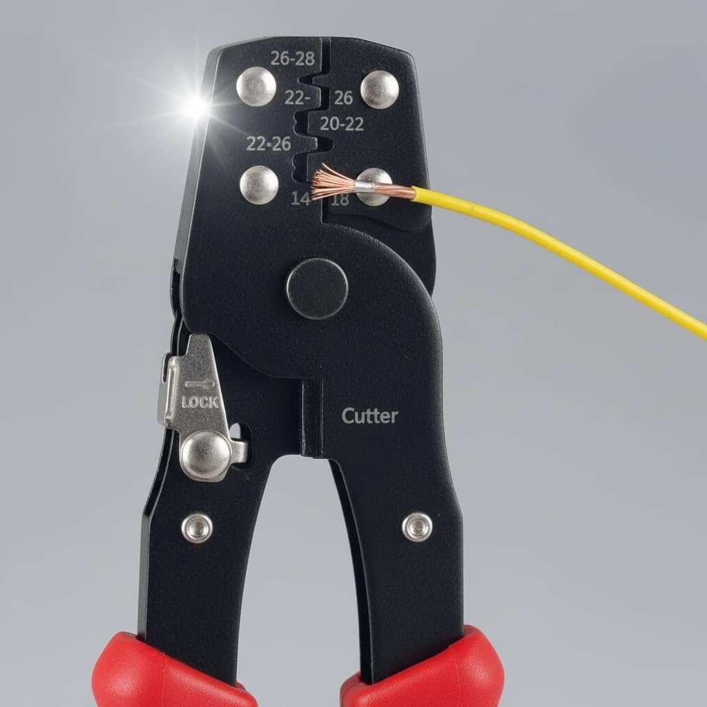 Comfy Hour 7.3" Precision Pin Crimper Tool, Multi-Function Wire Cutter for Computer D-Sub Connectors, Compatible with 14-28 AWG Terminals, Heavy Duty Metal Wire Hanger Tool, 1 Unit