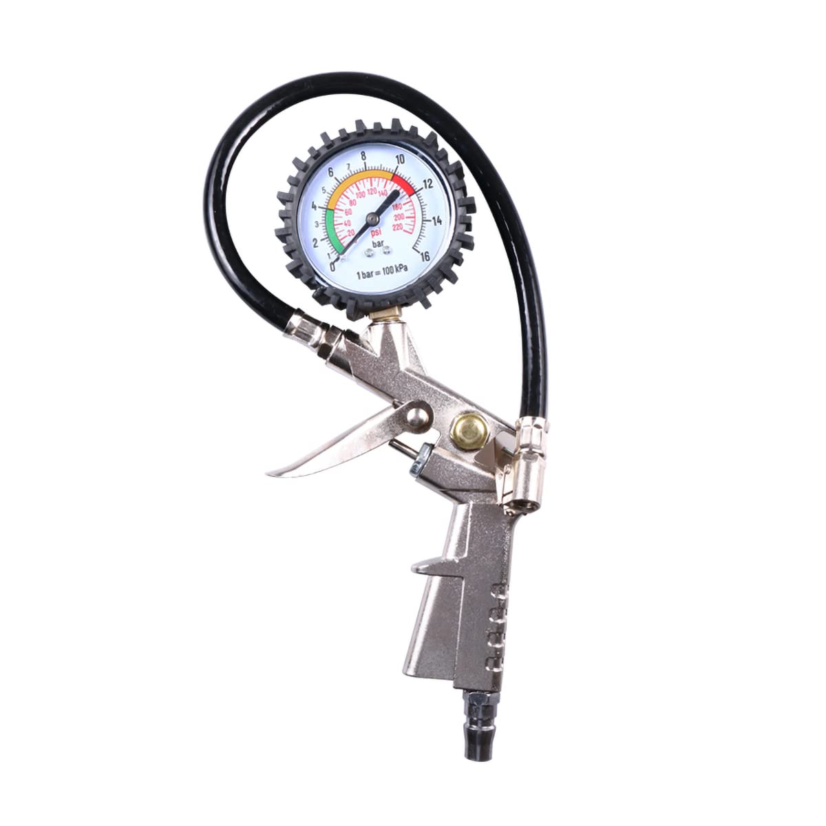 HMTE Manómetro de presión de neumáticos, Herramienta de medición de neumáticos de Coche con Mango de 55MM, indicador de presión de Manguera Flexible de Dial de Alta precisión