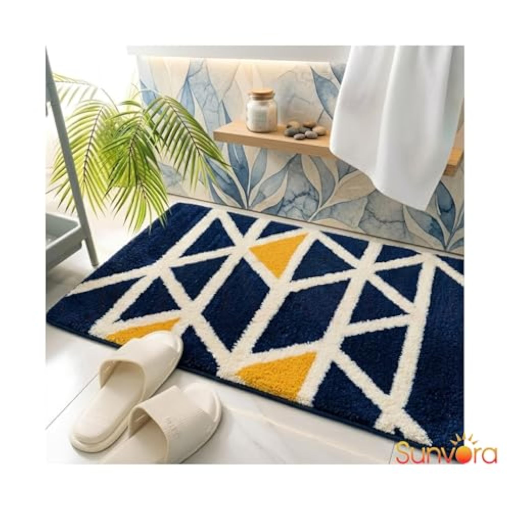 Super Soft Microfiber Anti Skid Bath Mat, Blue