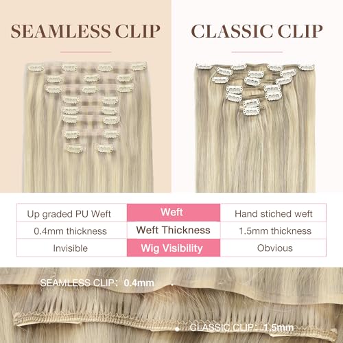 Image of GOO GOO Seamless Clip in Hair Extensions Real Human Hair Remy Extensions