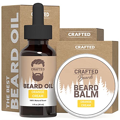 Deluxe Beard Oil And Beard Balm - For A Softer, Smoother, Moisturized Beard - Made With All-Natural And Organic Ingredients - Leave In Conditioner - Beard Care Kit For Men (Orange Cream) #TOP8