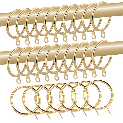 28 pcs 1.5-Inch Inner Diameter Metal Drapery Rings Curtain Rings with Eyelets, Fits Up to 1 1/4-Inch Rod, Gold by WISION - Used condition - US$12.59