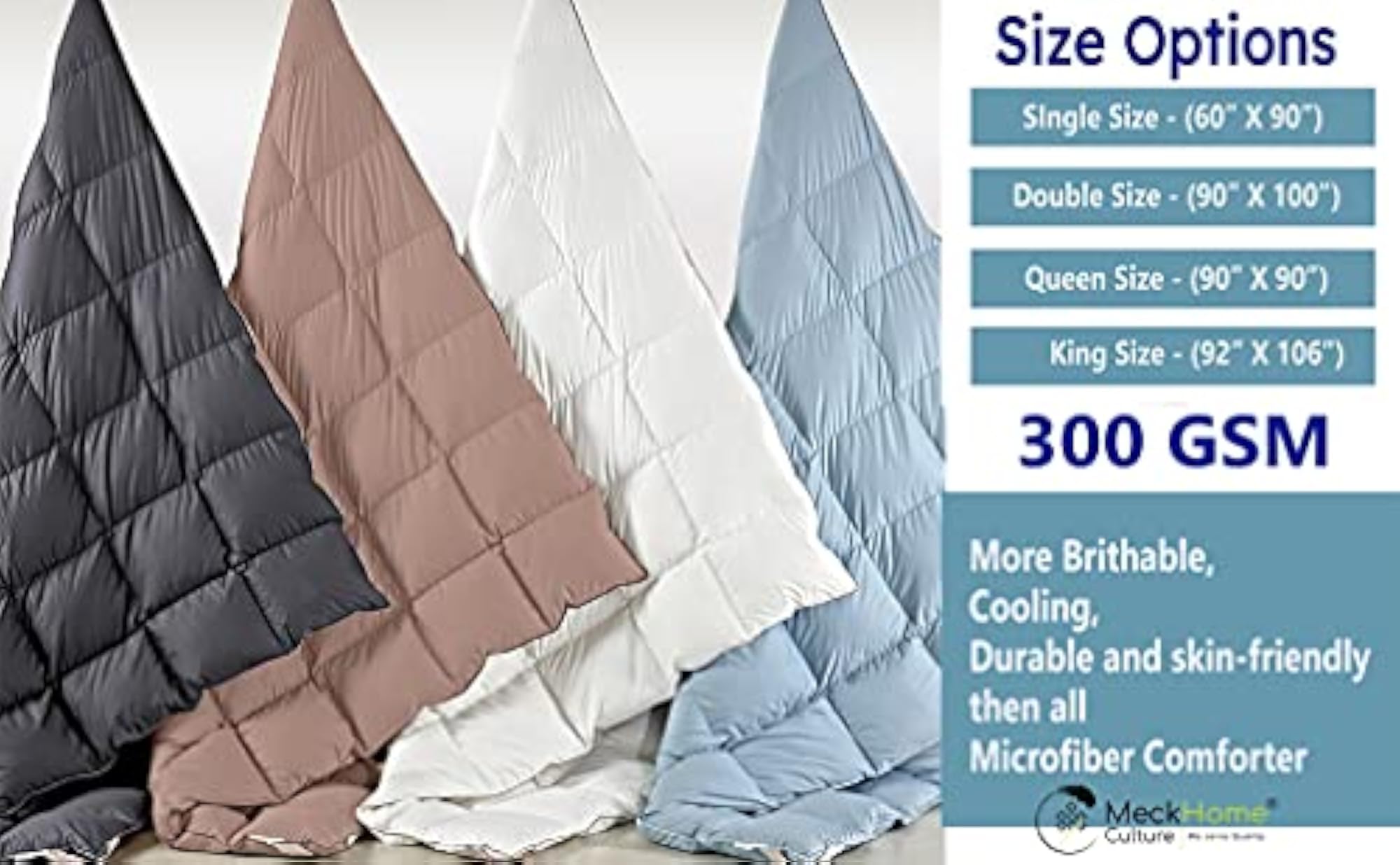 Restful Sleep Microfiber Down Alternative 300-GSM Comforter, Single Bed