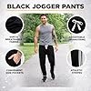 COSHAL® Joggers Track Pants for Mens 2 Side Striped Open Hem Bottoms Casual Sweat Pants Trousers Men Tracksuit Mens Lounge Pants Men's Nightwear Trouser Pant Black XXL #5