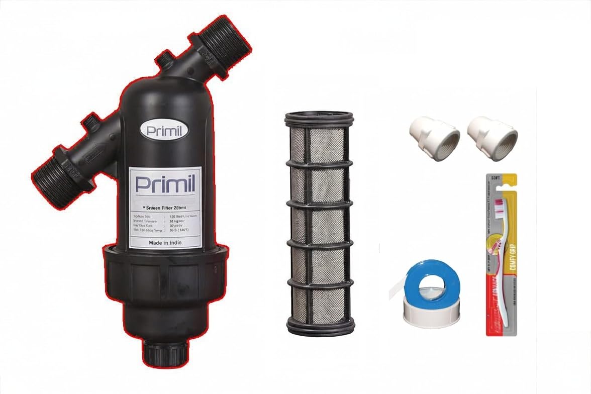1" Y Type Screen Filter Kit for Drip Irrigation, 120 Mesh/130 Micron, with 2 Filter Connectors, Teflon Tape and Cleaning Brush-image-22