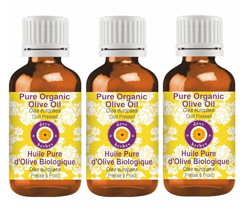 Deve Herbes Pure Organic Olive Oil (Olea europaea) Cold Pressed (Pack of Three)100ml X 3 (10 oz) image 4