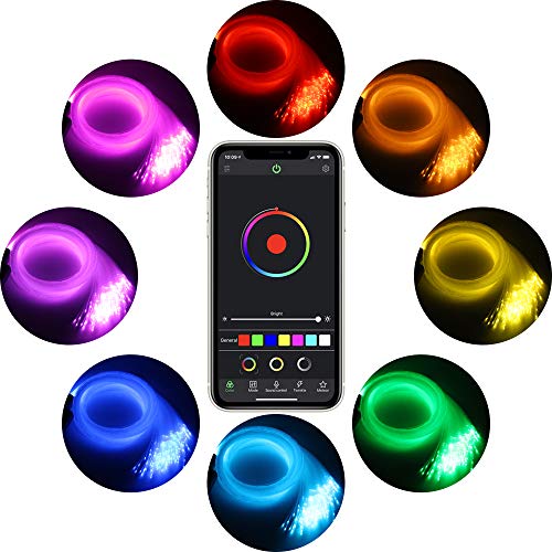 CHINLY Bluetooth Twinkle 10W RGBW APP/Remote LED Fiber Optic Star Ceiling Lights Kit 200pcs 0.75mm 6.5ft Optical Fiber+5 Crystals - Thumbnail 3