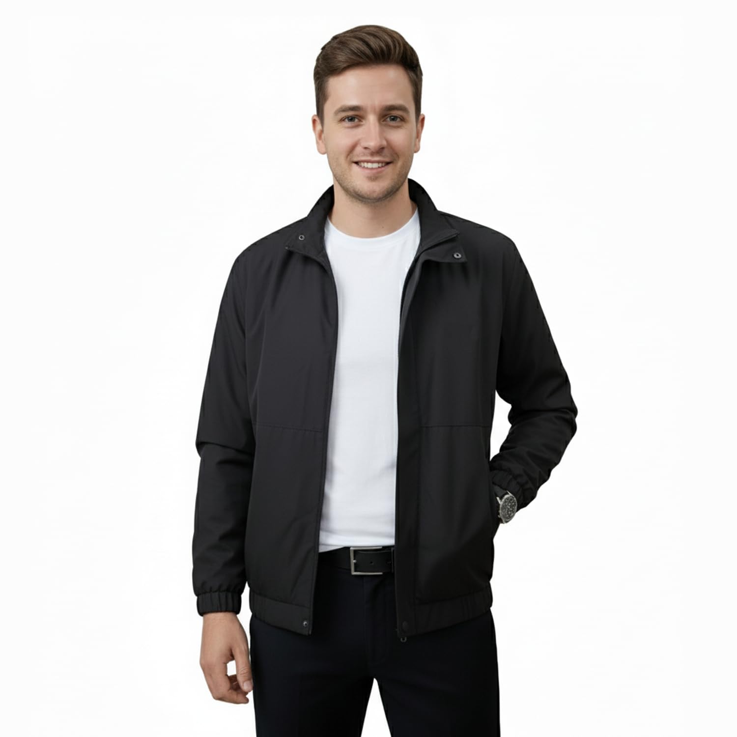 gymific Solid jackets for men stylish latest Regular Fit Full Sleeves Zipped Closure 2 Pockets, Made of Durable Polyester, Suitable for Gym, Sports, Travel (Black)-picture-39