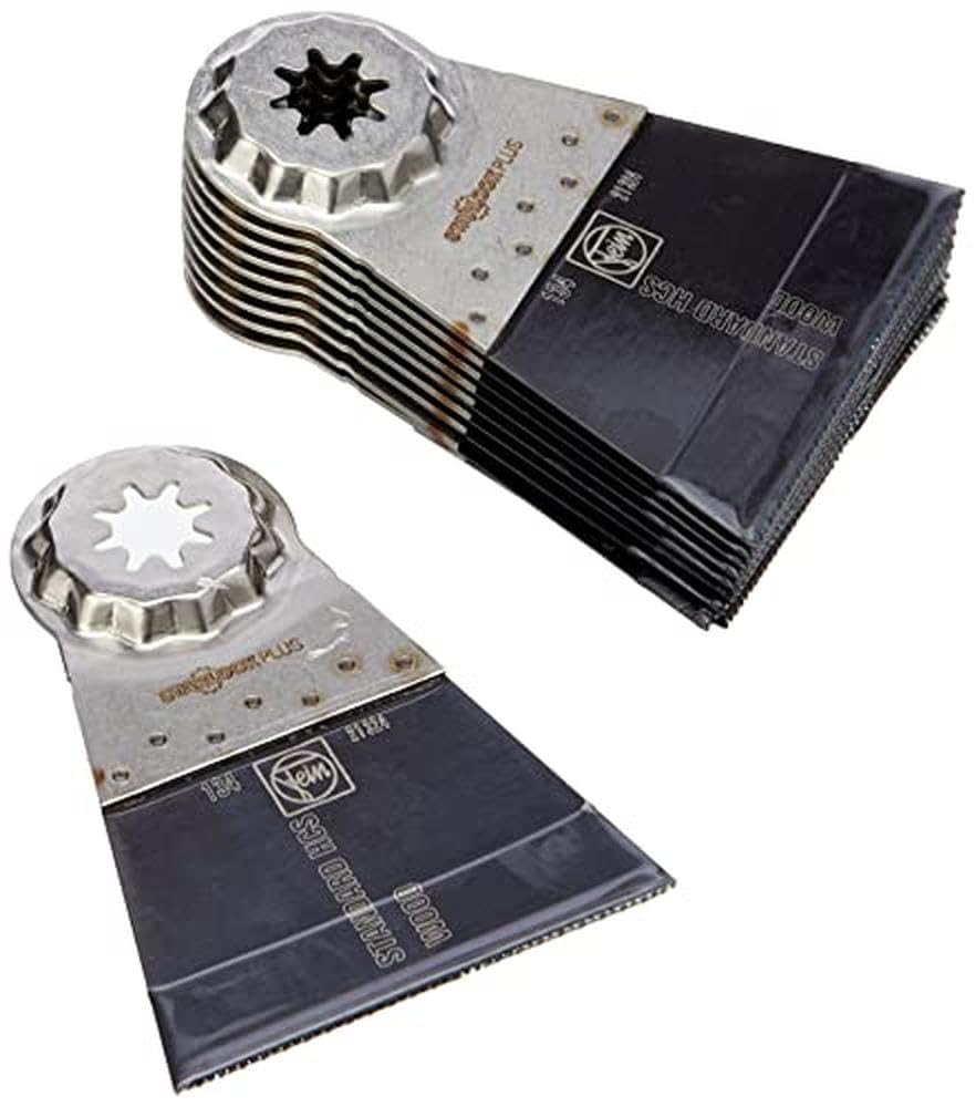 FEIN E-Cut Standard Lama da taglio, Conf. 10 pz., Larghezza 65 mm, Lunghezza 50 mm, Attacco Starlock Plus, Lama con dentatura stretta, Ideale per legno, cartongesso e plastica.