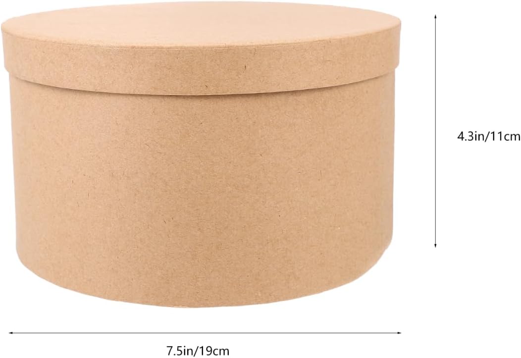 Round Kraft Paper Cookie Box 7.48 Inch with Lid Set of 2 for Cake Cupcake Pastry Storage and Gift Packaging