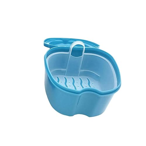 Miniatura 3 de Caja de dentadura con cepillo, taza de dientes falsos portátil de viaje con colador, contenedor de baño para dentadura para un cuidado completo de