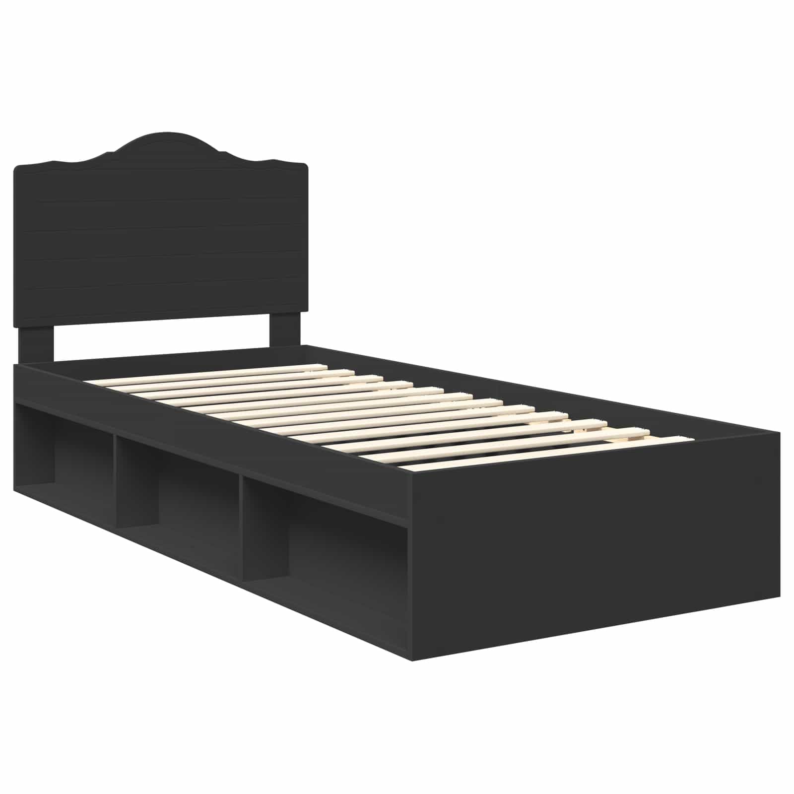 vidaXL Estructura de Cama Negro 100 x 200 cm Madera de Pino Macizo