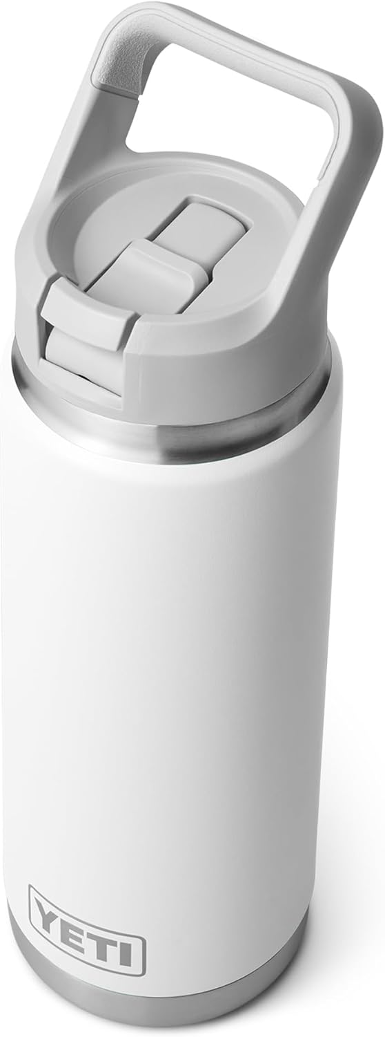 YETI Rambler 26 oz Bottle, Vacuum Insulated, Stainless Steel with Color Matching Straw Cap