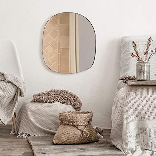 Edgewood Asymmetrical Accent Wall Mounted Irregular Oval Mirror Decor For Living Room Bedroom Entryway, Small Size 19.7 X 20.5 Inches #TOP3