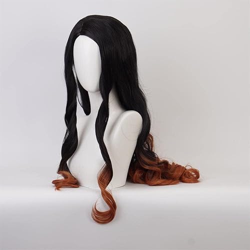 Miniatura 3 de Pelucas de cosplay anime KNY largo negro degradado naranja peluca mujer Halloween personaje pelucas