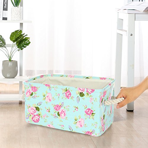 Uxcell Storage Basket Bin With Rope Handles, Decorative Fabric Laundry Basket For Clothes Toy Closet Organizer,Floral (Medium -15.7"X11.8"X8.3") #TOP5