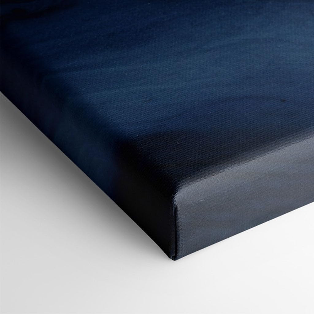 Canvas for Living room. Waves of Elegance The Luxurious Dance of Blue, Gold, and White in Abstract Art, 27 x 18 inch Canvas Wall Art - Ready to Hang
