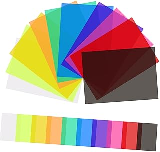 BUTIFULSIC 20pcs Light Film Cover Color Correction Film Transparent Light Filter Lighting Gels Color Gel Filter Light Gels Colored Gels for Lights Valid Colored Filters Led PVC Frosted