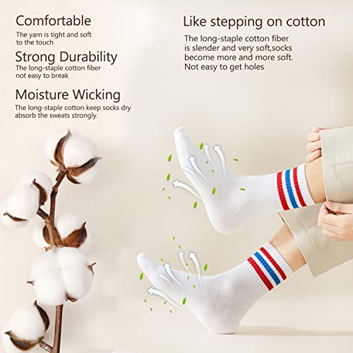 Mottee&Zconia Womens/Mens Crew Socks Retro Style Cotton Quarter Athletic Basic Socks3