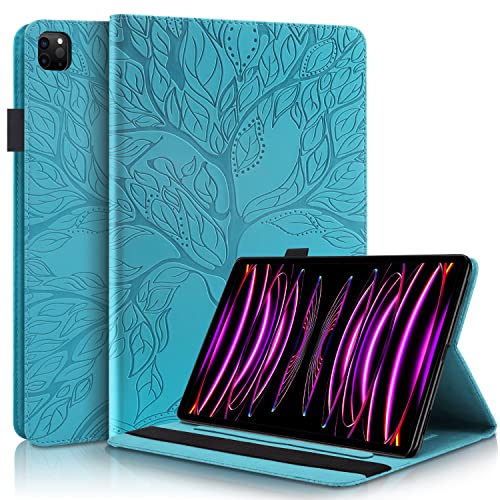 Succtopy Case for iPad Pro 12.9 6th/5th/4th/3rd Generation Folio Flip PU Leather Cover with Pen Holder Protective Tablet Case with Stand Function for iPad Pro 12.9 Inch 2022/2021/2020/2018 Blue