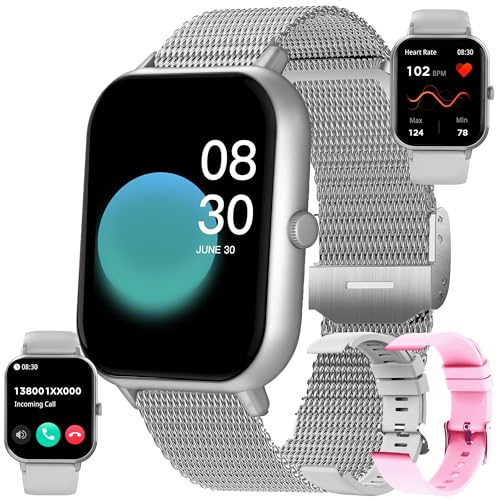 1,83' AMOLED Reloj Inteligente Hombre con Llamada y Whatsapp, 5ATM Impermeable Reloj Smartwatch 123 Deportivo Hombre con Monitor Sueño, Podómetro, Oxígeno Sanguíneo, Pulsómetro Android iOS (Plata)