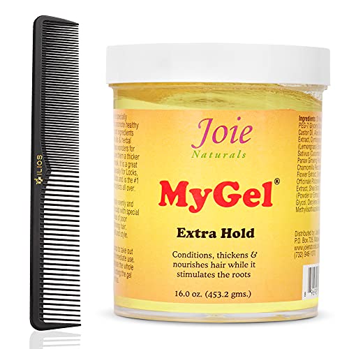 Joie Naturals My Gel Hair Gel Set with Styling Comb - Hair Styling Gel - Hair Gel for Women and Men - Moisturizing Formula withwith Plant Oils and Herbal Extracts â€“ Curly Hair Gel for Twists, Braids and Locks (16oz, Extra Hold)
