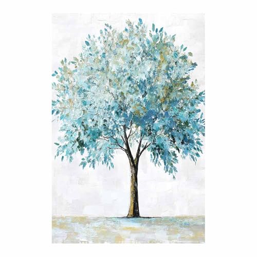 Peinture sur bouleau vert pour habiller un mur vide tableau decoration murale multicolore 40x60cm