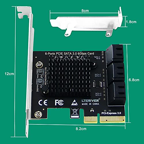 Lteriver Pci Express X4 To 6-Ports Serial Ata/Sata 3.0 Host Controller Card- Plug And Play On Windows Os, Mac Os And Linux Systems-6X 6Gbps Max Sata 3.0 None Raid Ports-Support Ahci Boot Up (Pce-G2S6) #TOP6