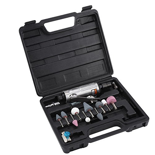 ZenithAur Kit de amoladora neumática, 25000 RPM, 16 piezas, juego de herramientas de molienda rotativas neumáticas con accesorios de pulido y grabado