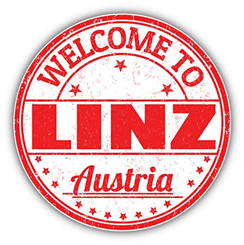 Linz City Austria Grunge Welcome Stamp Round Metal 0.75" Lapel Pin Hat Shirt Pin Tie Tack Pinback2