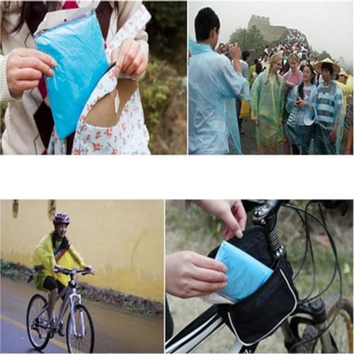 10 PCS Rain Ponchos For Adults,Clear Thick Disposable Raincoat Waterproof With Hood And Elastic Sleeves For Men And Women (Random color)3