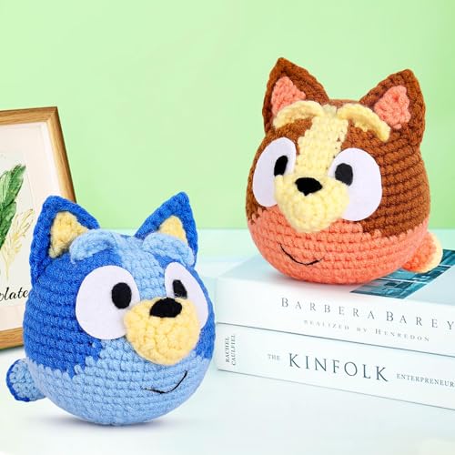Image of Acehochen Crochet Kit for Beginners, Beginner Crochet Kit for Adults with Step-by-Step Video Tutorials, Crochet Animal Kits Knitting Supplies, 2 Happy Dogs (Beginners Yarns)