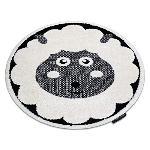 rugsx Moderna Alfombra para niños Joy Ovejas, para niños - Estructural Dos Niveles de vellón Crema/Negro 120 cm