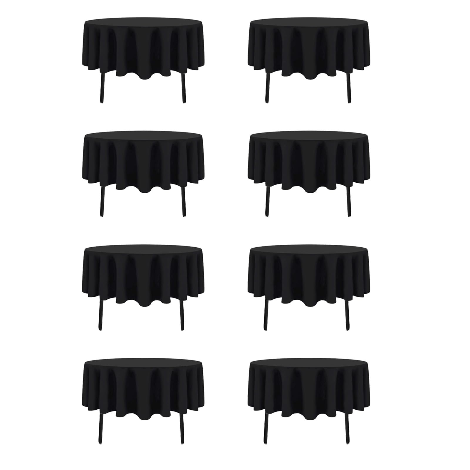 Photo 1 of Heneger 8 Pack Black Round Tablecloths 60 Inch Black Table Cloth (Fits 20-48 Inch Tables) Stain and Wrinkle Resistant Reusable and Washable Polyester Fabric for Buffet Wedding Party and Banquet